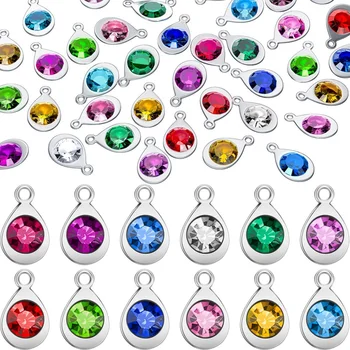 

60 Pieces of Water Drop Jewelry Set, Water Drop Crystal Beads Pendant Jewelry Accessories for Necklace Bracelet Ankle Earrings H