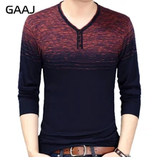 GAAJ Brand designer pullover striped men sweater v neck knitted sweaters mens slim fit fashion clothing wine grey man sweter