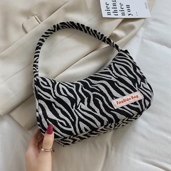 

High Quality Cotton Bags Underarm Bag New Luxury Handbags Women Bags Designer Fashion Zebra Pattern Shoulder Handbag for Women
