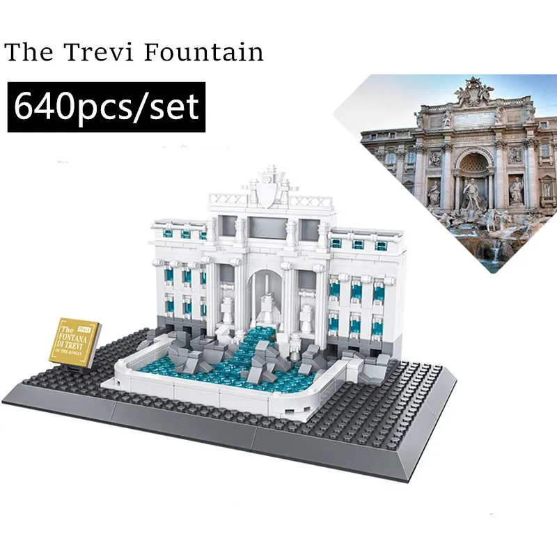 

World famous architectural Fontana di Trevi fit city Building Blocks Bricks DIY Toys For Children Birthday gift