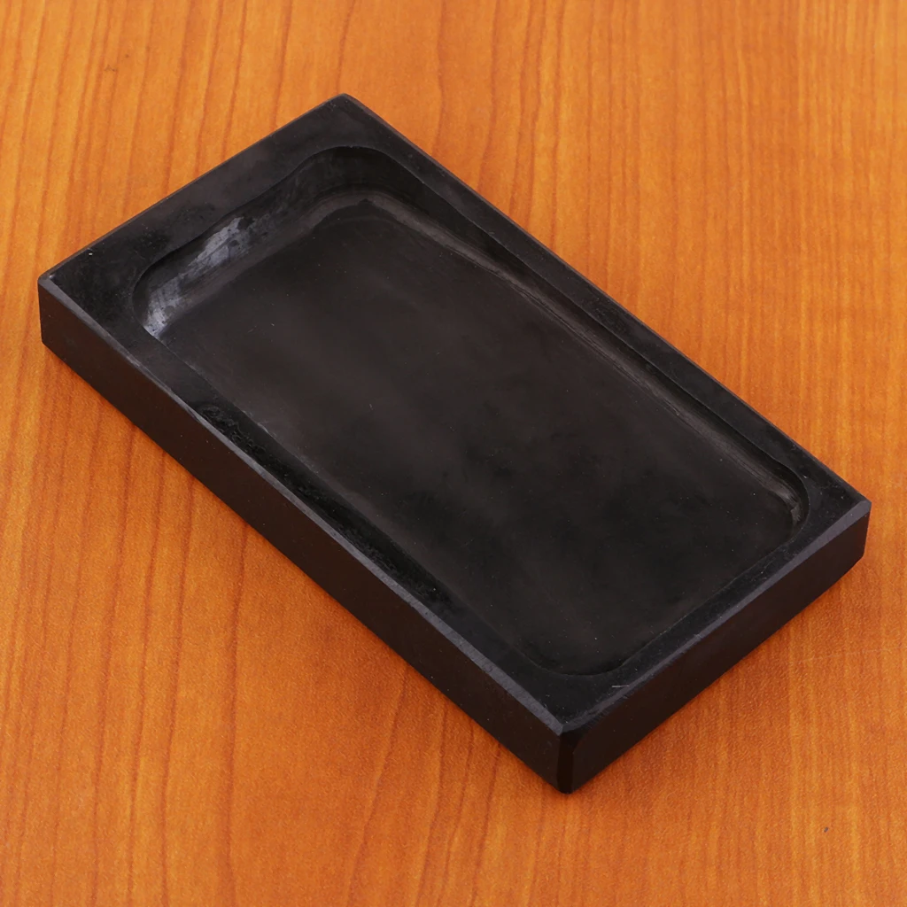 Ink Stone for Chinese Calligraphy Natural Stone Without Covers, 5.31 x 2.99 x 0.79 inch