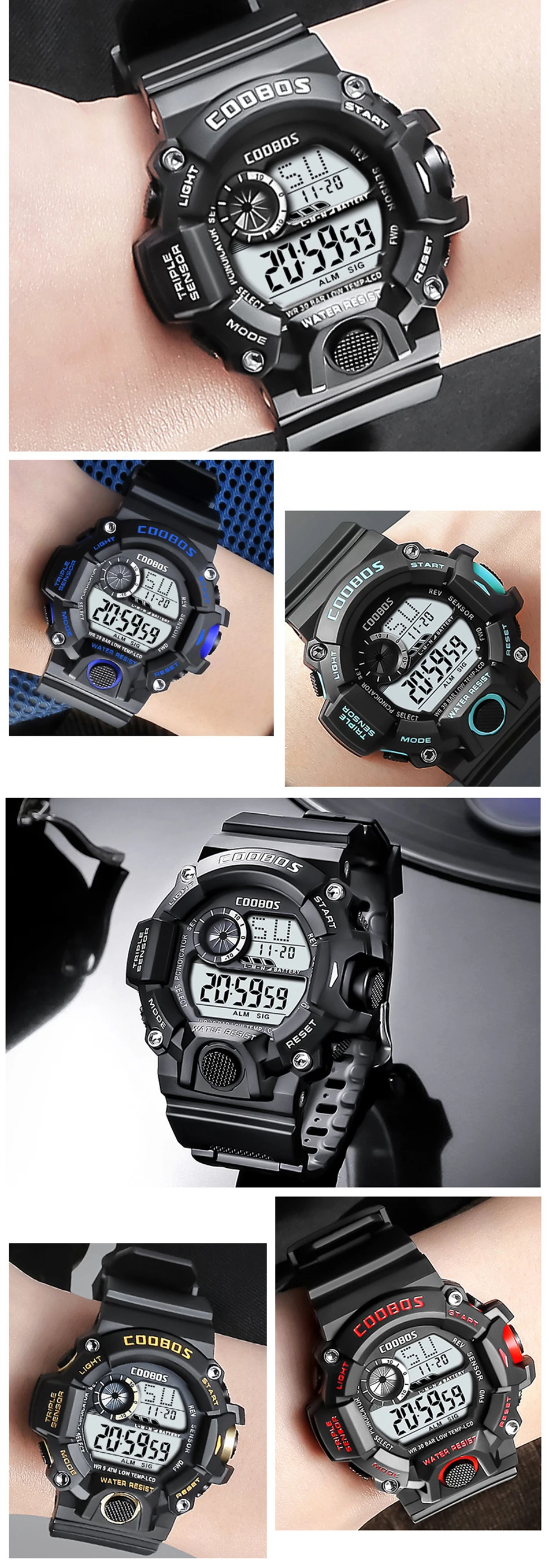 2020 Gold Watch For Men Top Luxury Sport Led Luminous Digital Wrist Watches Waterproof Week Display Date Clocks For Male zegarki
