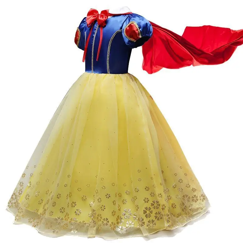 Fancy Girl Princess Dresses Beauty Belle Cosplay Costume Snow Christmas Halloween Princess Dress up Children Party Clothes