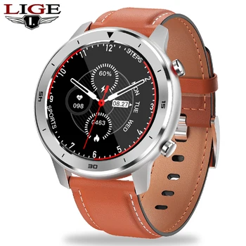 

LIGE New Smart Watch Men IP68 Waterproof 1.3 Inch Full Round Touch Screen Heart Rate Blood Pressure Oxygen Monitor Smartwatch