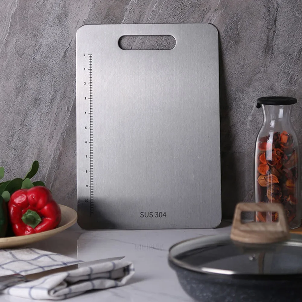  Kitchen 304 Stainless Steel Cutting Board Large Metal Chopping Board Solid and Durable Easy Clean A - 4000244367012