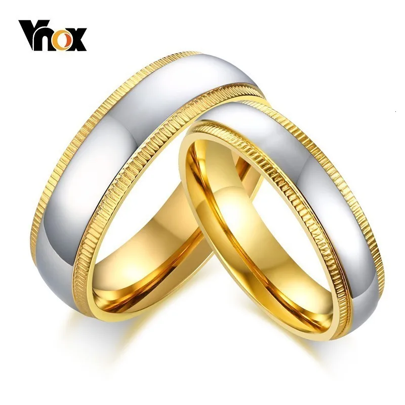 Vnox Love Wedding Bands Rings for Women Man Gold and Color Stainless Steel Alliance Promise Cherish Gifts | Украшения и