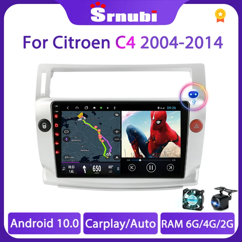 Автомагнитола Srnubi 2 DIN Android 10 для Citroen C4 C-Triumph C-Beau 2004-2014 мультимедийный видеоплеер RDS