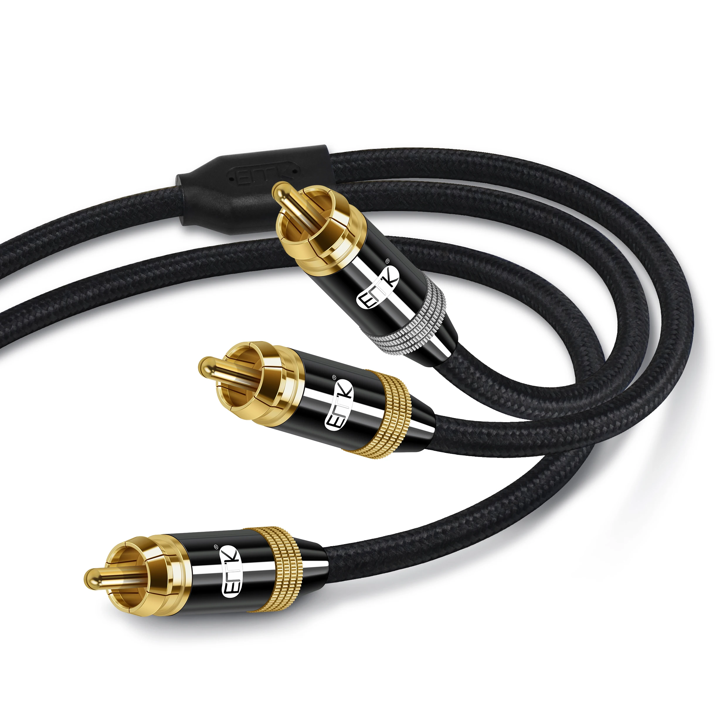 Cavo Emk 2Rca Y-Splitter Cavo Subwoofer Rca A 2 Rca Maschio 24K Gold Plate Audio Cavo Rca Per Soundbar, Tv, Altoparlante