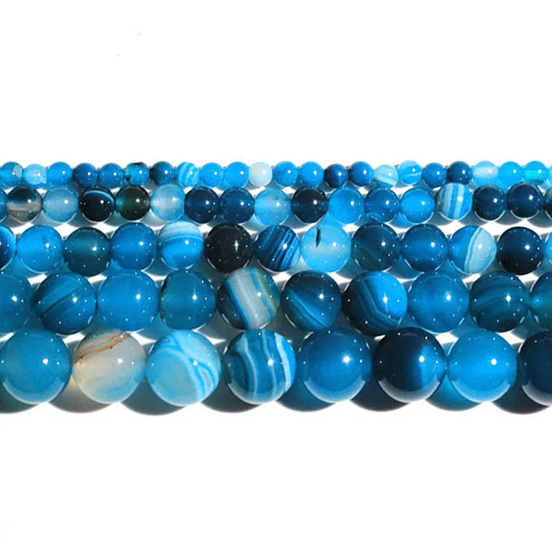 Blue Agate Натуральный камень Бусины Круглый полный прядь целебные агатовые бусины для самостоятельного изготовления ювелирных изделий браслет ожерелье 4-12 мм - Цвет: Blue Agate