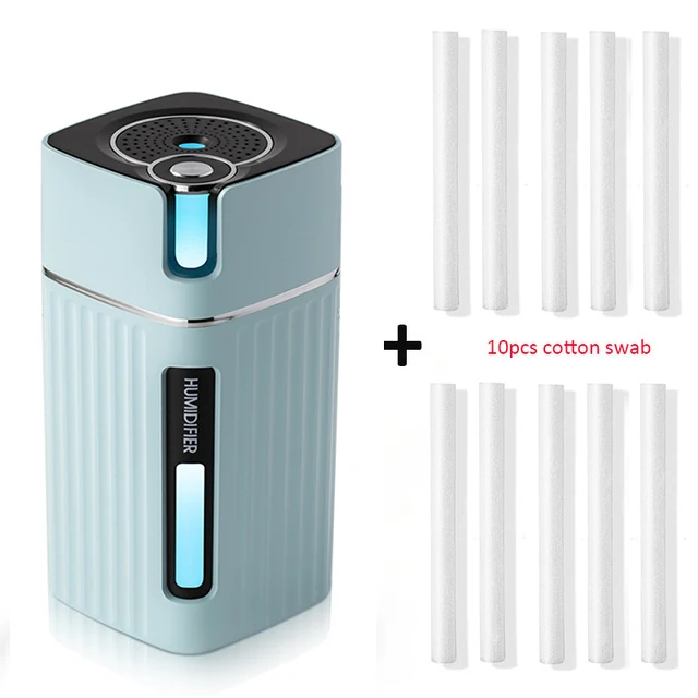 Blue and 10 Filters 300ml Portable Air Humidifier USB Cool Mist Ultrasonic Aroma Diffusers Aromatherapy Air Purifier Car Home Difusor Humidificador - Цвет: Blue and 10 Filters