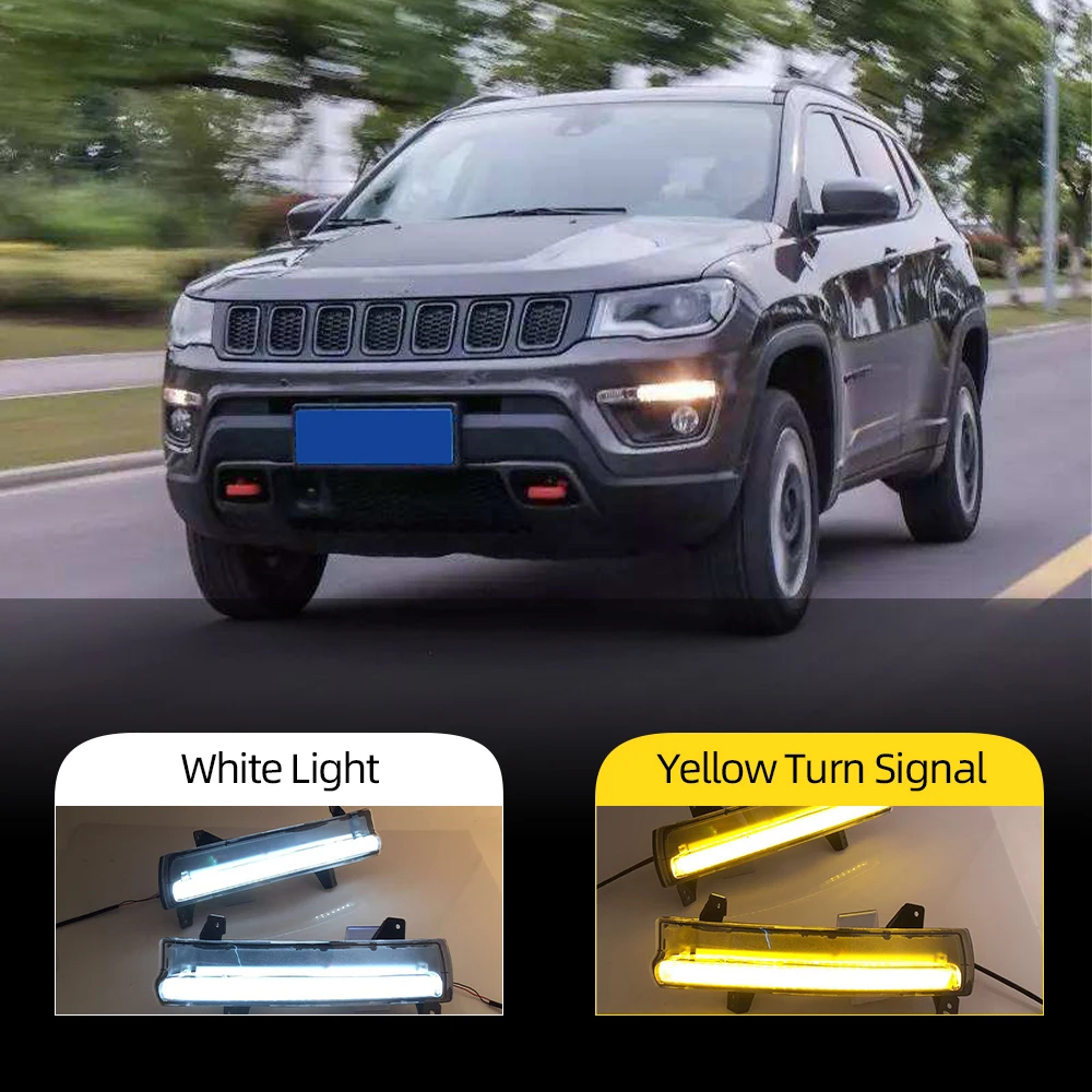 Автомобильная проблесковая 1 пара для Jeep Compass 2017 2018 2019 светодиодный DRL Дневной