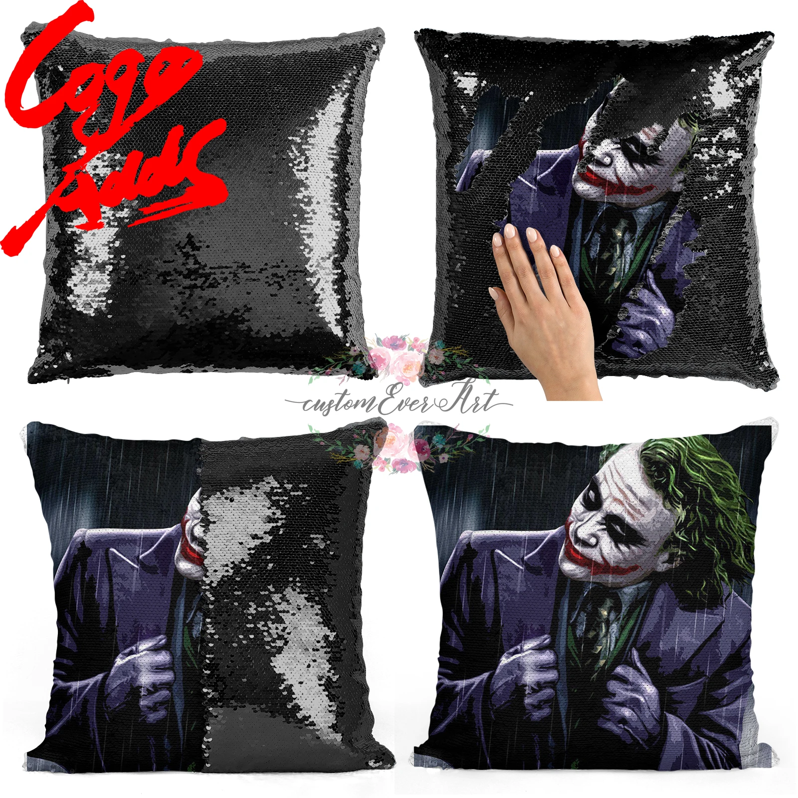

Joker Dark Knight sequin pillow | sequin Pillowcase | Two color pillow | gift for her | gift for him | pillow | magic pillow