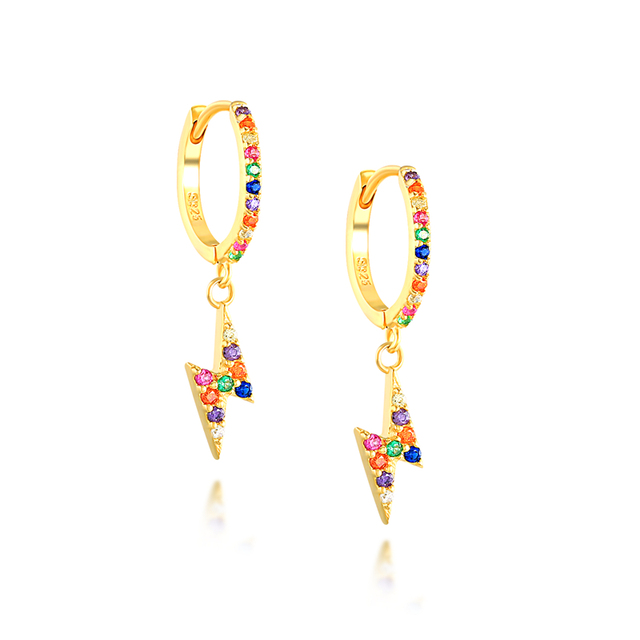 925 Sterling Silver Colored Crystal Hoop Earrings Collection Rainbow Zircon Mosaic Charm Circle Huggie Earrings Jewelry