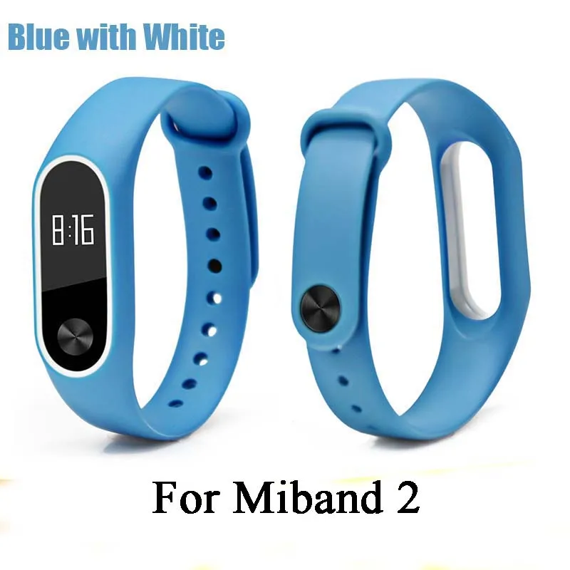 Спортивный ремешок для mi band 2, браслет против потери, усиленный силиконовый ремешок для Xiaomi mi band 4, сменный ремешок для mi band 2/3/4 - Цвет: Blue with white
