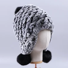 Новая женская меховая шапка для зимы натуральная шапочка кролика рекс Русская женская меховая заколка модные теплые шапочки бомбер снежные шапки