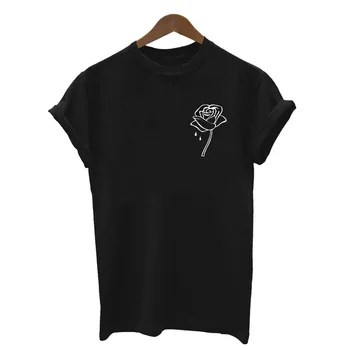 

Rose Print T Shirt Women Short Sleeve O Neck Loose Tshirt 2020 Summer Fashion Women Tee Shirt Tops
