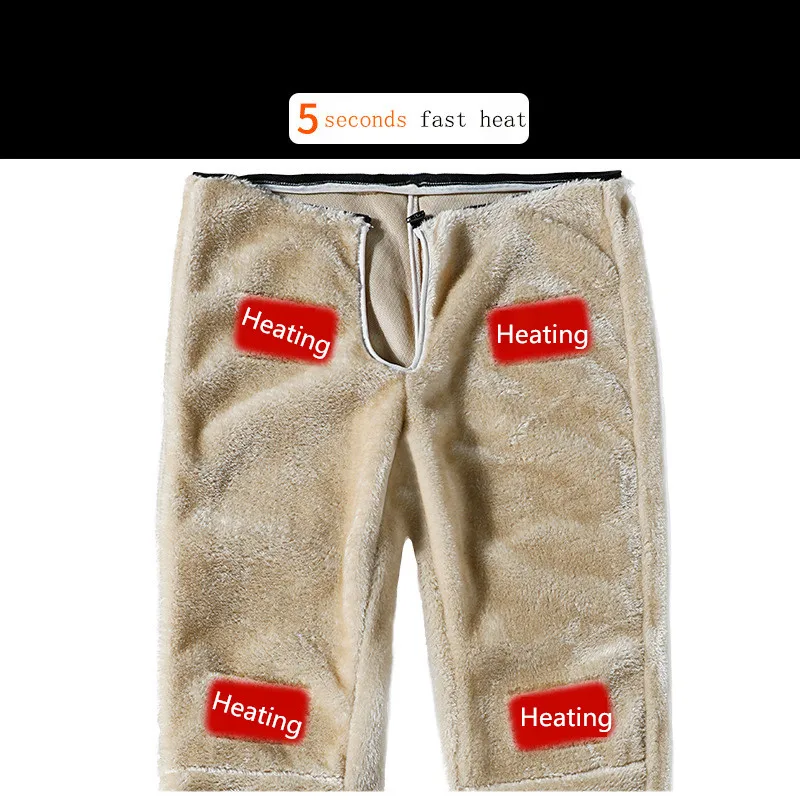 Pantalones calientes de calefacción de carga de invierno más terciopelo pantalones calefactados elé