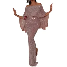 Wipalo, женские длинные вечерние платья с блестками, элегантное вечернее платье с открытыми плечами и разрезом, Vestidos, женское облегающее платье