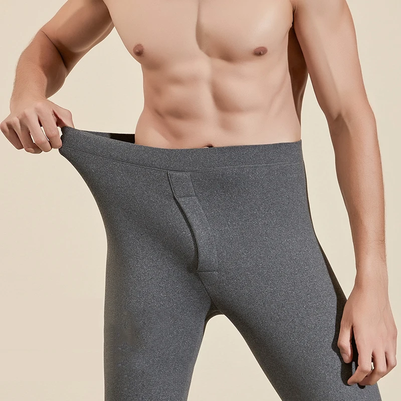 ZJX Winter Warm Mens Long Johns Thermal Underwear Men Leggings Thermos Pants Male Wool Thick Men's Cotton Warm Knee Pants
