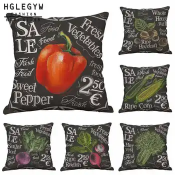 

Textile HGLEGYW Cotton Linen fashion Vegetables Pillow Home Hand-painted Case Office Pillowcase For Printed Pillow Throw Covers