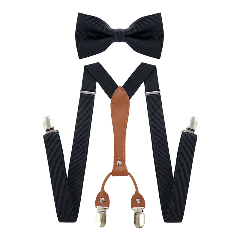 Регулируемый эластичный y-образный мужской подтяжки галстук-бабочка набор черные эластичные зажимы на подтяжках ремень с кожаным костюмом деловые Свадебные