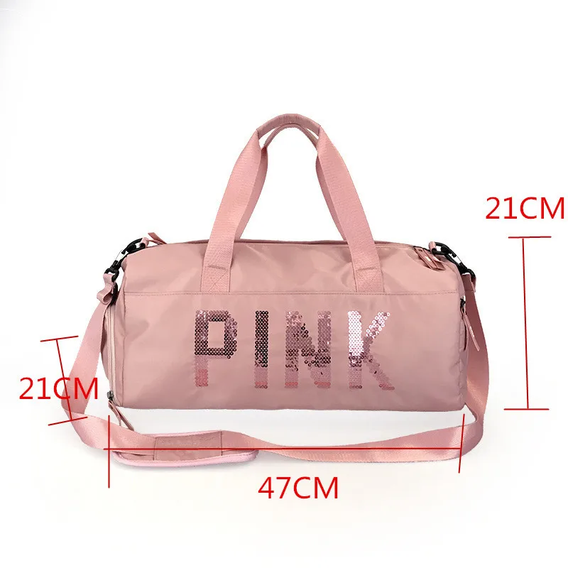 Cena 2020 najnowszy projekt cekiny różowe litery siłownia sport torba torba na ramię crossbody kobiety torebka na ramię torba podróżna Bolsa