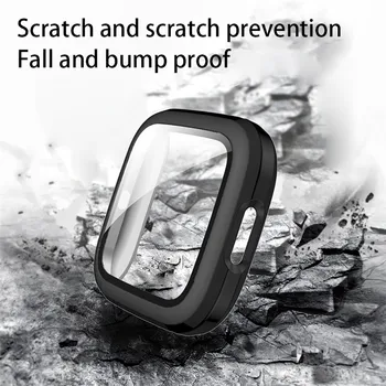 

Screen Protector Case With Hard Tempered Glass and PC Case For Fitbit Versa 2 Scratchproof Screen Protector Case