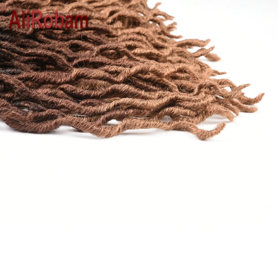 AliRobam Faux locs CURLY, вязанные крючком косички, черный, коричневый, синтетические плетеные волосы, длинные плетеные волосы для наращивания, 24 пряди/упаковка
