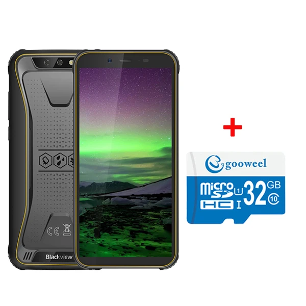 Blackview BV5500 Android 8,1 IP68 водонепроницаемый смартфон 5,5 дюймов ips 18:9 HD+ 8.0MP камера мобильный телефон gps 3g прочный сотовый телефон - Цвет: Yellow Add 32GB