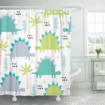 

Blue Boy Dinosaur Pattern Colorful Animal Baby Jungle Cute Shower Curtain Waterproof Fabric 60 x 72 Inches Set with Hooks