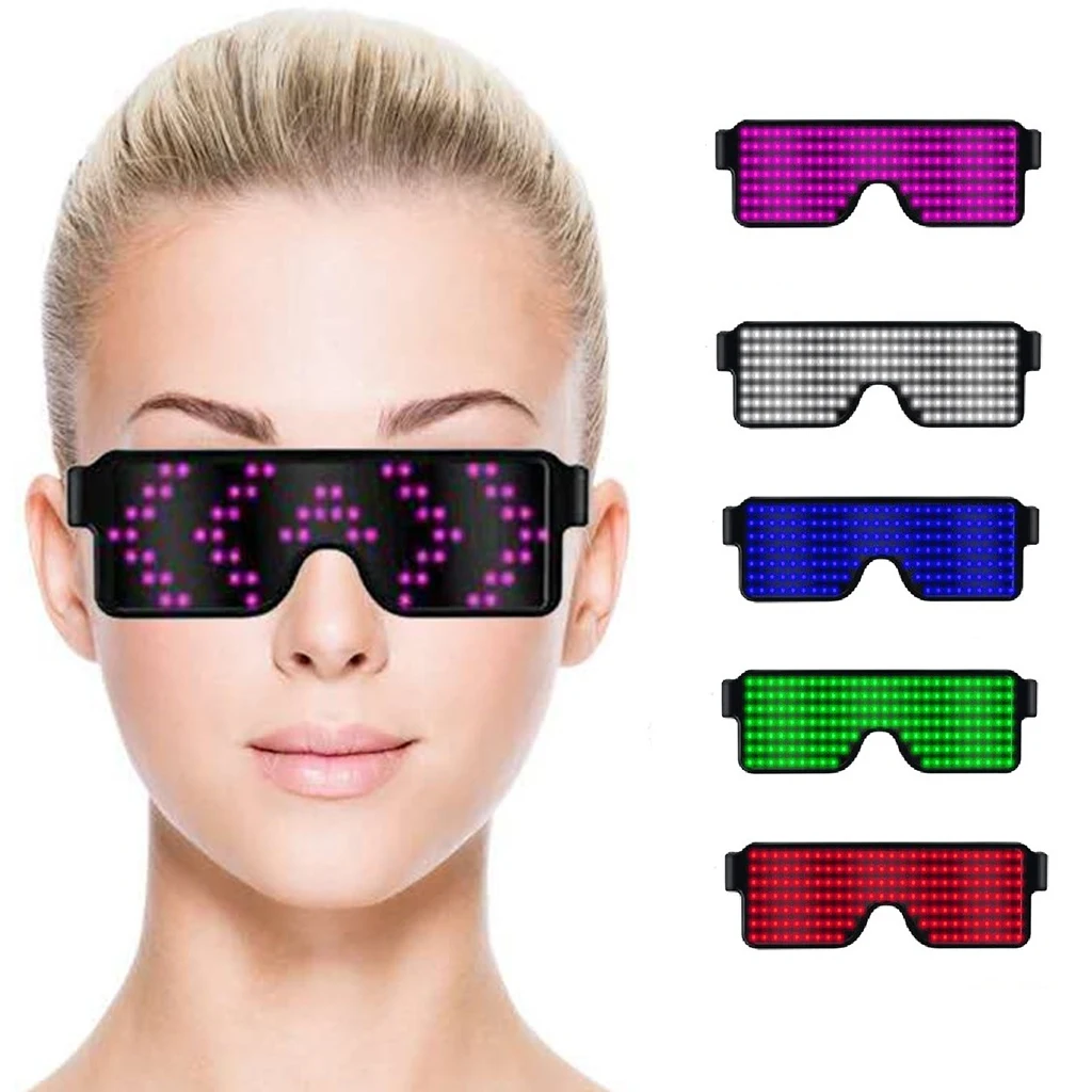 Новые 11 режимов быстрая вспышка светодиодные неоновые очки для вечеринки USB зарядка светящиеся очки рождественское освещение концертов