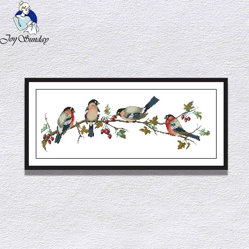 Joy Sunday Снегирь наборы для вышивки крестиком серия с принтом птицы Китайская вышивка рукоделие украшения для дома комплект с вышивкой