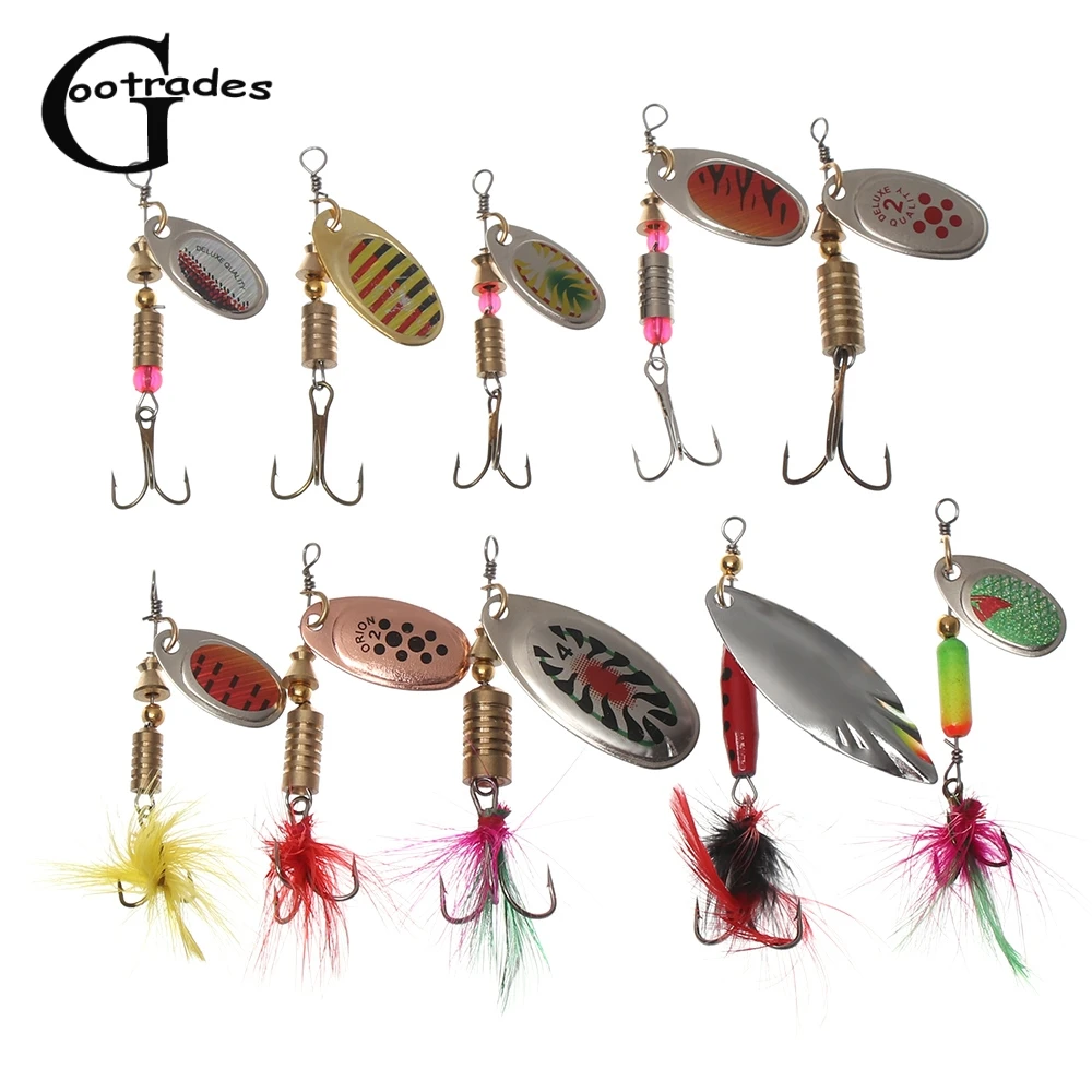 

2 PCs Rotating Spinner Spoon Fishing Lure Metal Sequins bait with Treble Hooks Wobbler Crankbait Fishing Tackle Fish accessories