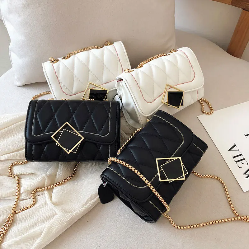 Ins Super fire small bag female new Korean version of the small package fashion chain embroidery single shoulder oblique sa