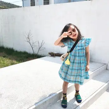 

2020 new girls plaid dress summer fashion cotton girls dresses 2-7 years HO973