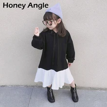 Honey Angle/повседневное детское платье принцессы для девочек; однотонные вечерние платья с капюшоном для девочек; модные детские платья; Рождественский подарок