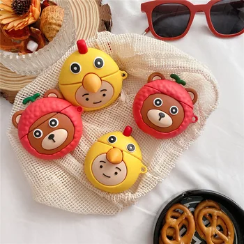 

Hot Korean Cartoons Lychee Bear Friends Wireless Bluetooth Earphone Case For AirPods Pro 2 1 Cute chicken 3D soft Headset cover