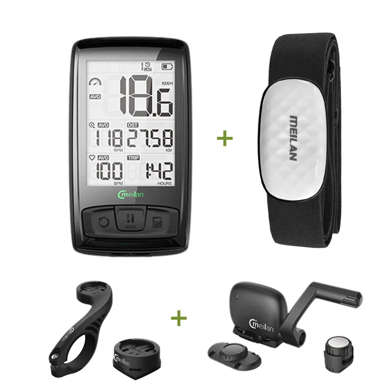 

Meilan Bluetooth ANT+ Bicycle computer Bike Speedometer Tachometer Cadence + Speed Sensor Weather can Receiving heart rate