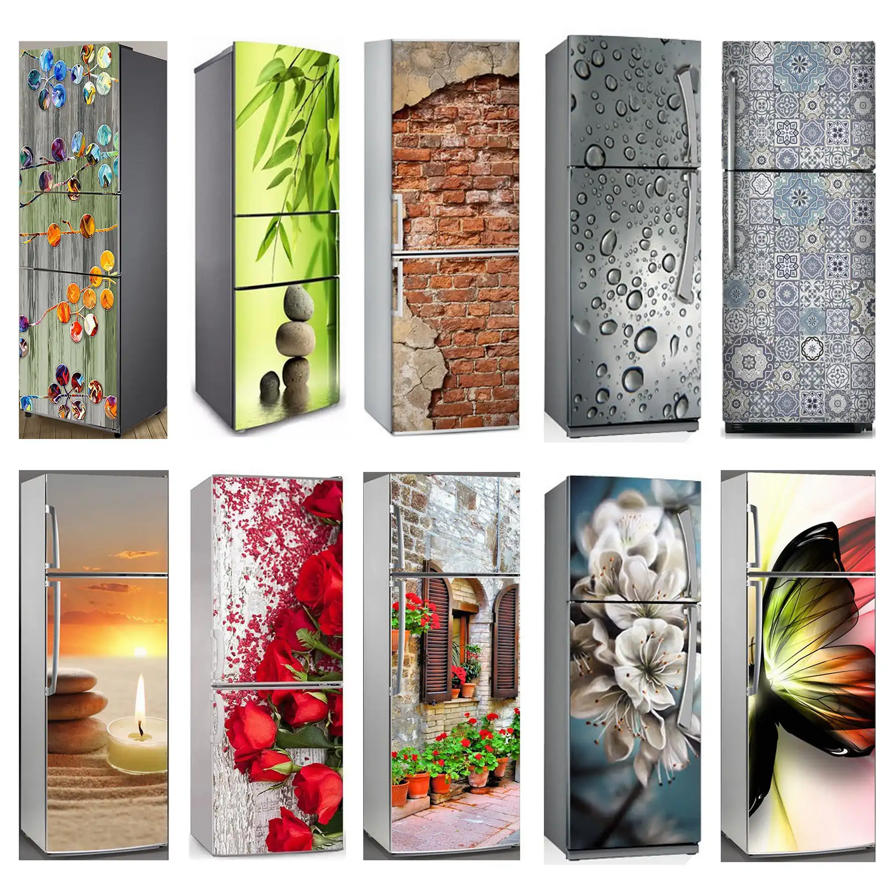 3D Self Adhesive Fridge Door Cover Wallpaper Dishwasher Fridge Wrap Sticker Kid's Art Fridge