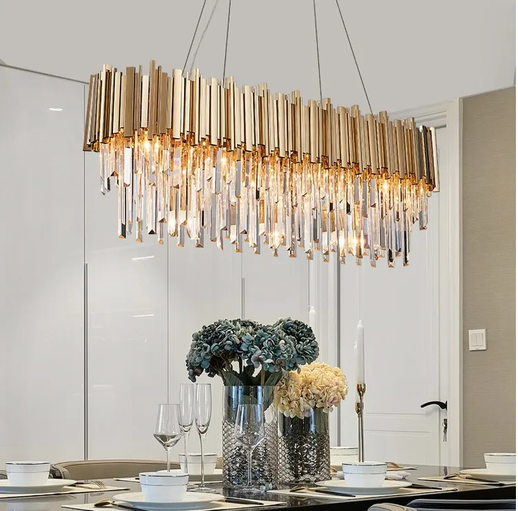 Современный Овальный Хрустальный люстра светильник ing Lustre Cristal люстры подвесной светильник с золотым покрытием E12/E14 110 В/220 В