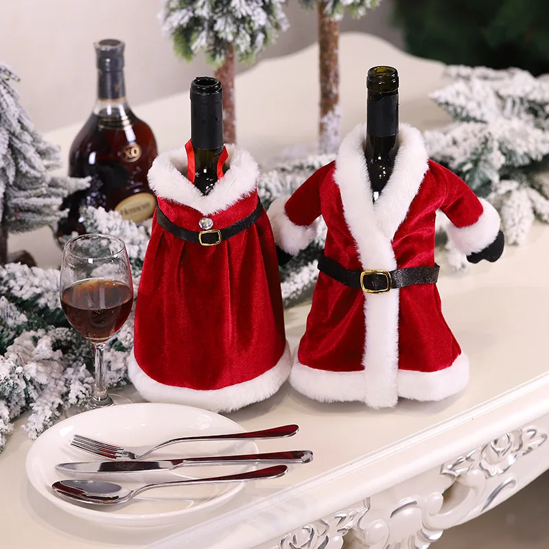 Christmas Red Santa Wine Bottle Bag Cover Dinner Table Xmas Party Home Decor Kid 