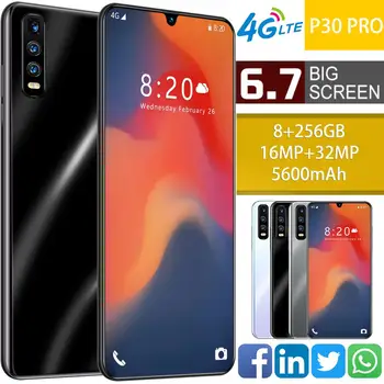 

2020 New 4G P30Pro Mobile Phone 8G 256G Dual Card 6.7 Inch Full Screen Ultrabook Network Global Telefones Celulares Smartphone