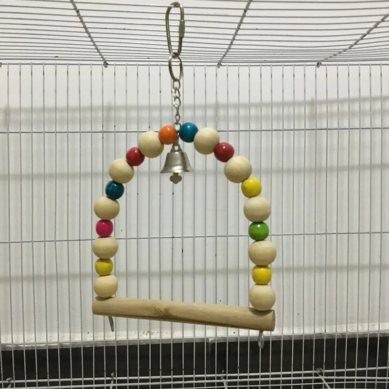

PColorful Bird Parrot Toy with Funny Bell Wooden Climbing Ladder for Small Medium Large Parrot Birds Stand Perch PGM