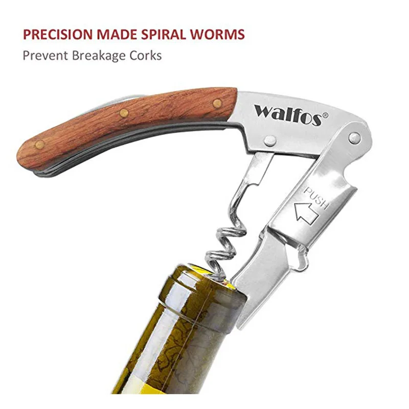 WALFOS Высококачественная деревянная ручка Профессиональная многофункциональная открывалка для вина портативная штопор открывалка для бутылок для вина морская лошадь