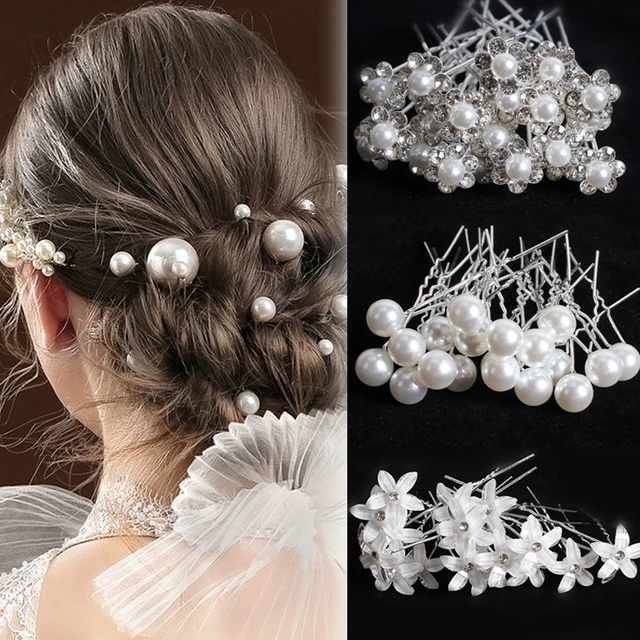 Bridal Wedding Flower Clips Hair Pins Bridesmaid Accessories Crystal Hair  Pearls