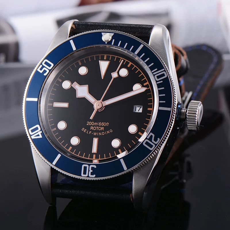 

Corgeut Watch Men Leather Strap Luxury Brand Diver Watch Automatic Mechanical Watches Business Luminous Sapphire Wristwatch Mens