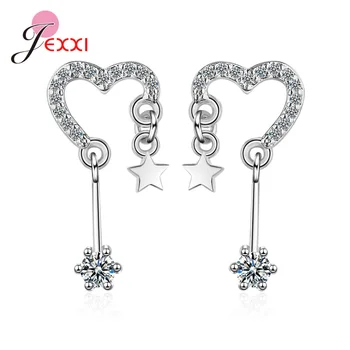 

Drop Shipping Beautiful Korean Earrings For Women Girls Genuine 925 Sterling Silver Drop Earrings With AAA Grade CZ Crystal