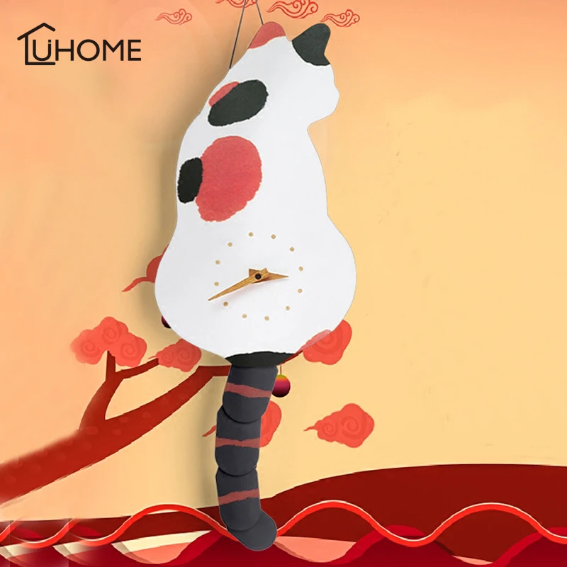 Креативные настенные часы озорной кот Wag Tail Vivid DIY Украшение для гостиной дома