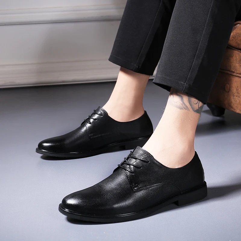 

Big size 38-45 Men Oxfords Genuine Leather Shoes British casual Shoes handmade comfortable Outdoor formal men flats Lace-Up