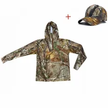  Summer Sun Protection Fishing Hooded Jacket Breathable Quick-Dry Bionic Camouflage Hunting Jacket Outdoor Cycling Riding Jacket 